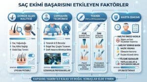 Saç ekimini etkileyen faktörleri aşama aşama anlatan görsel